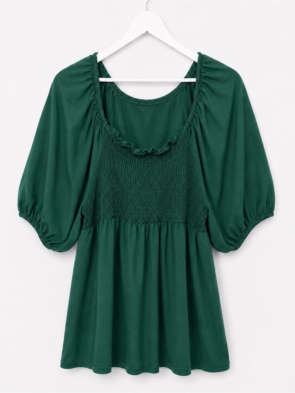 Women’s Green Smocked Peasant Top